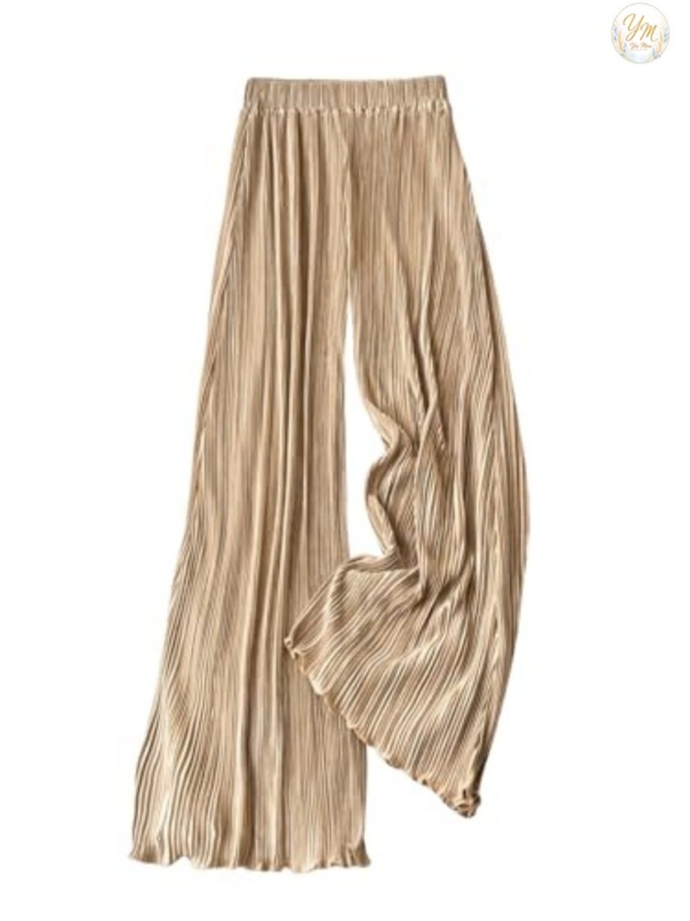 Silk Satin Wide Leg Palazzo Pants Pleated High Waist Dressy Trousers